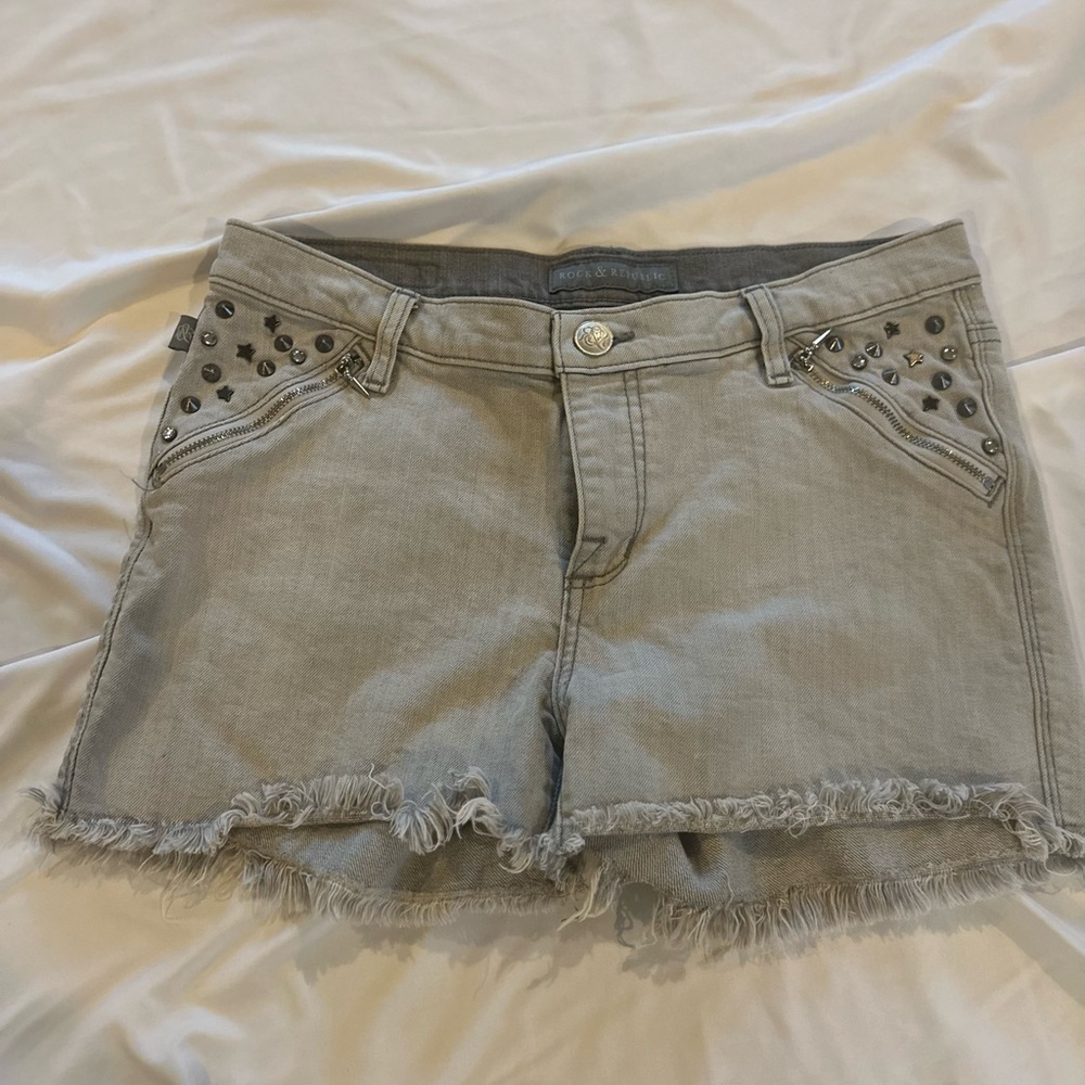 Rock & Republic Gray Studded Jean Shorts